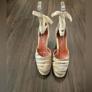 MISSONI x Castañer Carina Wedge Ankle Ribbon Tie Espadrilles Size EU 40/US 10